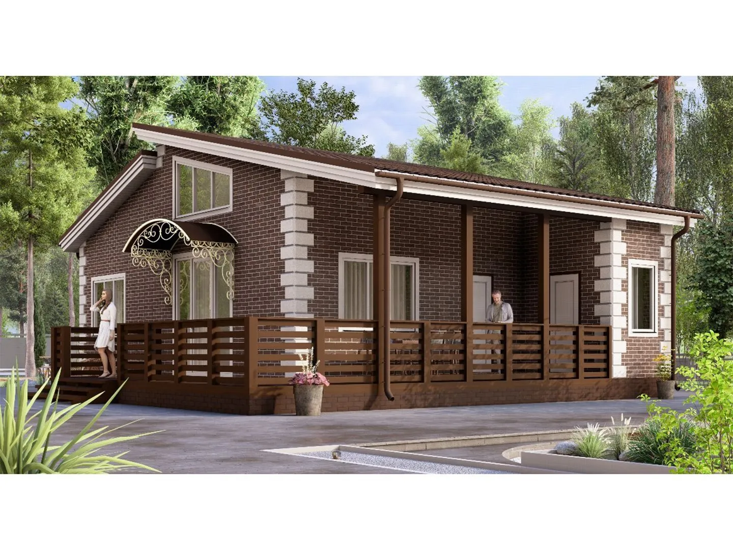 Одноэтажный РАЙТА 74 с террасой