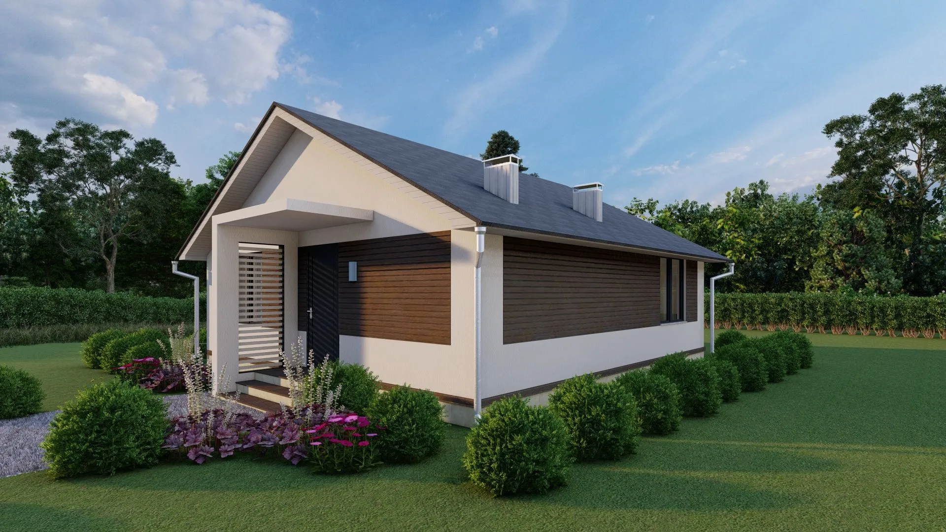 AE-70 одноэтажный дом с двум спальнями