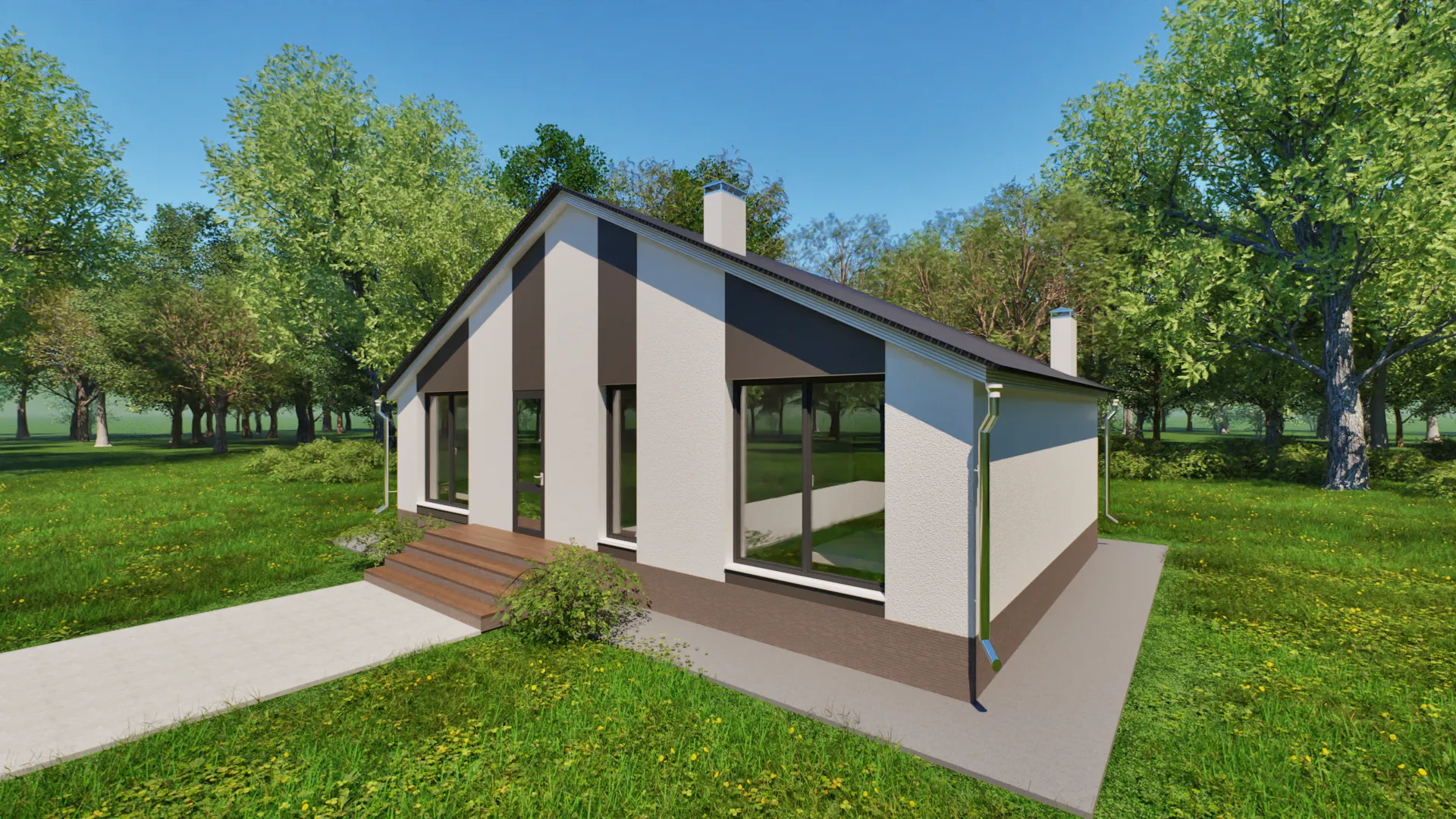 AE-86 одноэтажный дом с тремя спальнями и двумя санузлами