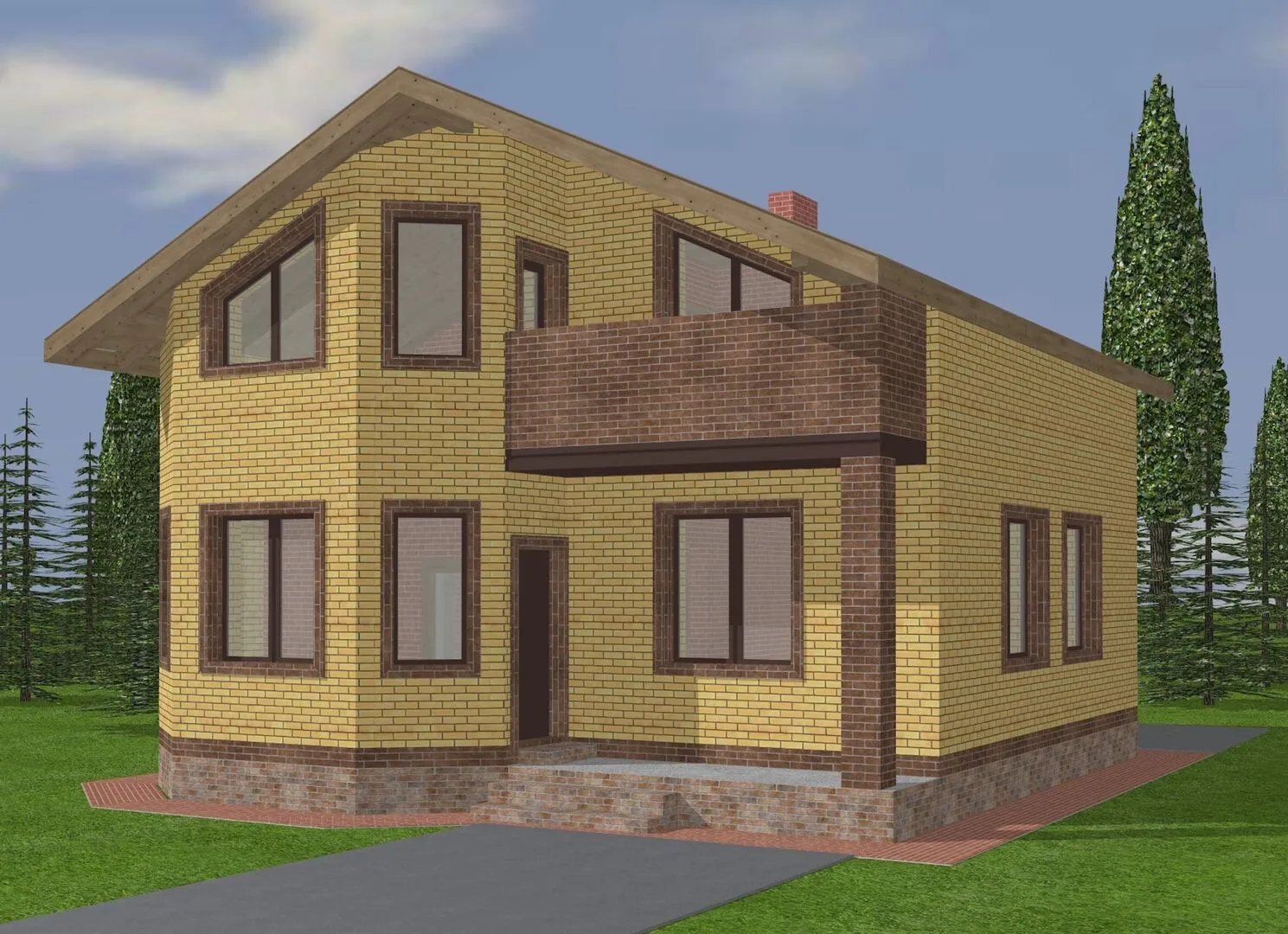 Двухэтажный с мансардным вторым этажом КР2-116