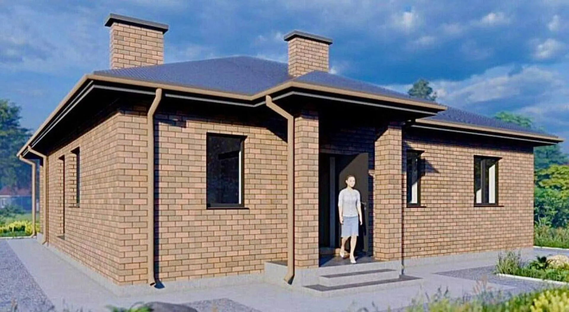 NODO- 96. Одноэтажный кирпичный дом