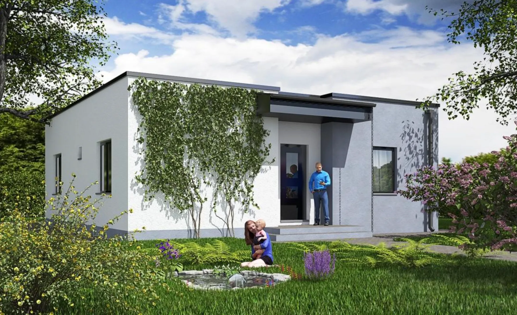 Одноэтажный дом с плоской крышей