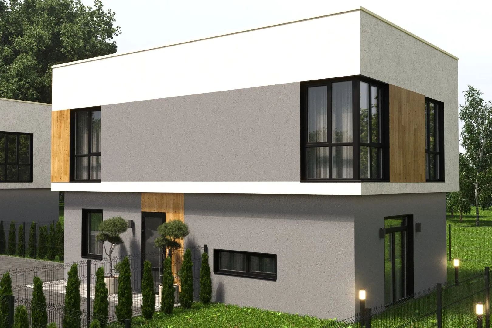 Двухэтажный дом с плоской кровлей M