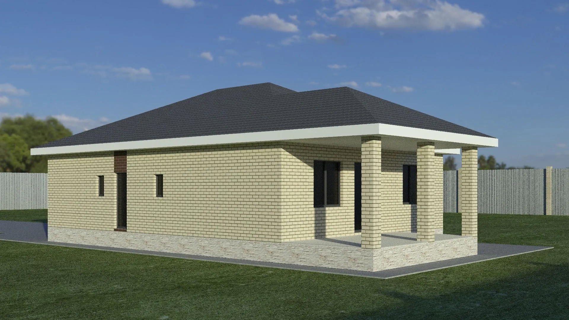 Одноэтажный с 3 спальнями и террасой АРМАС-6