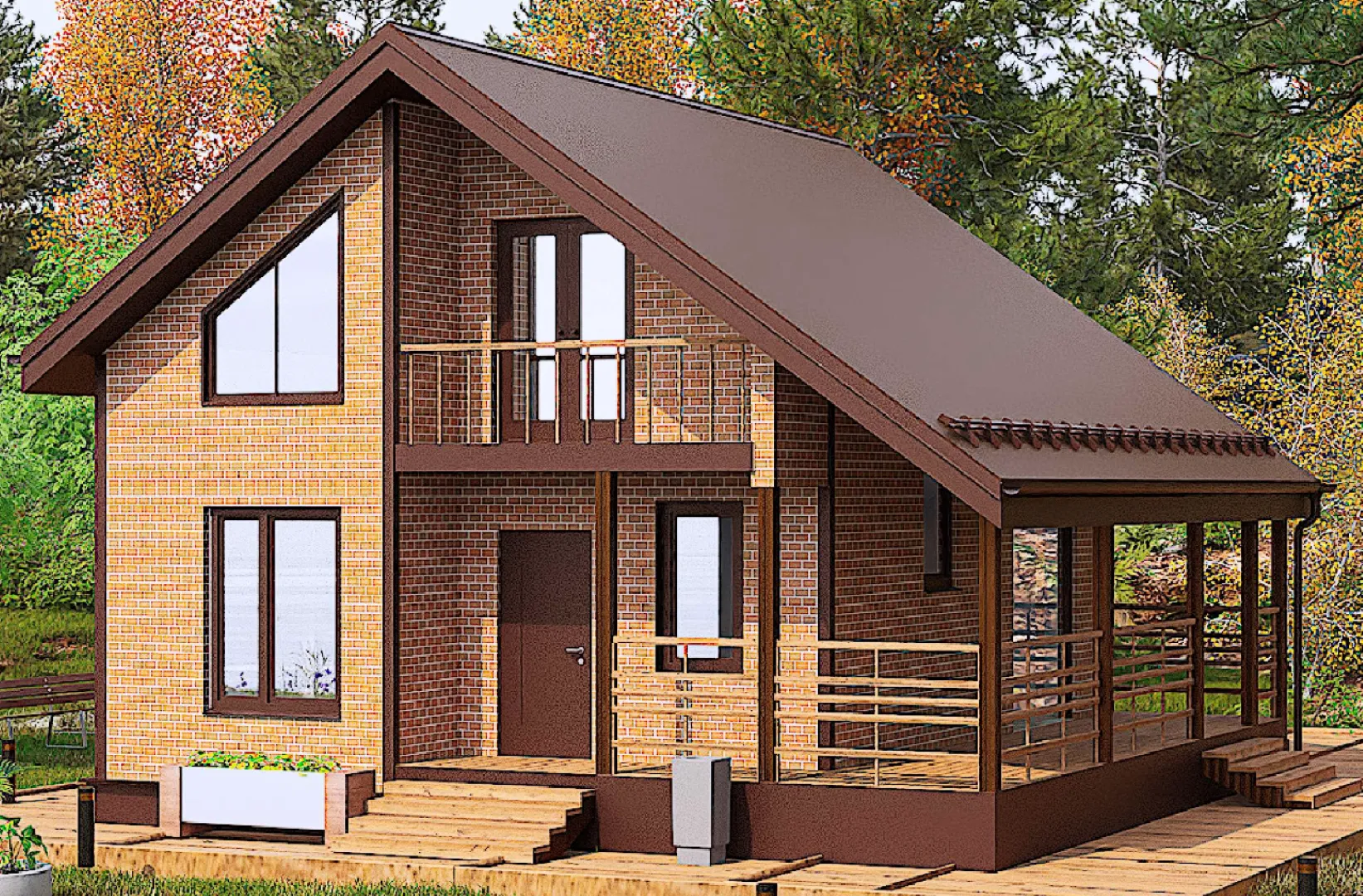 Двухэтажный каркасный дом 