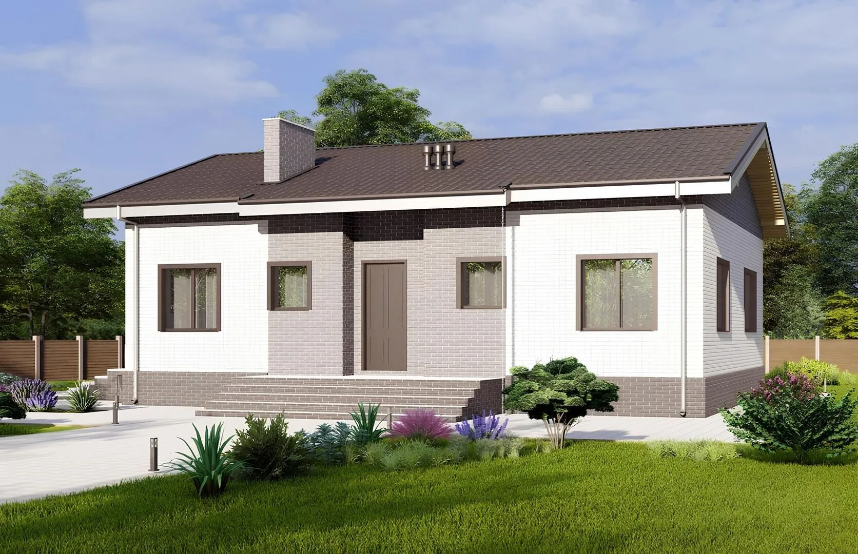 Одноэтажный дом с тремя спальнями и кухней-гостиной