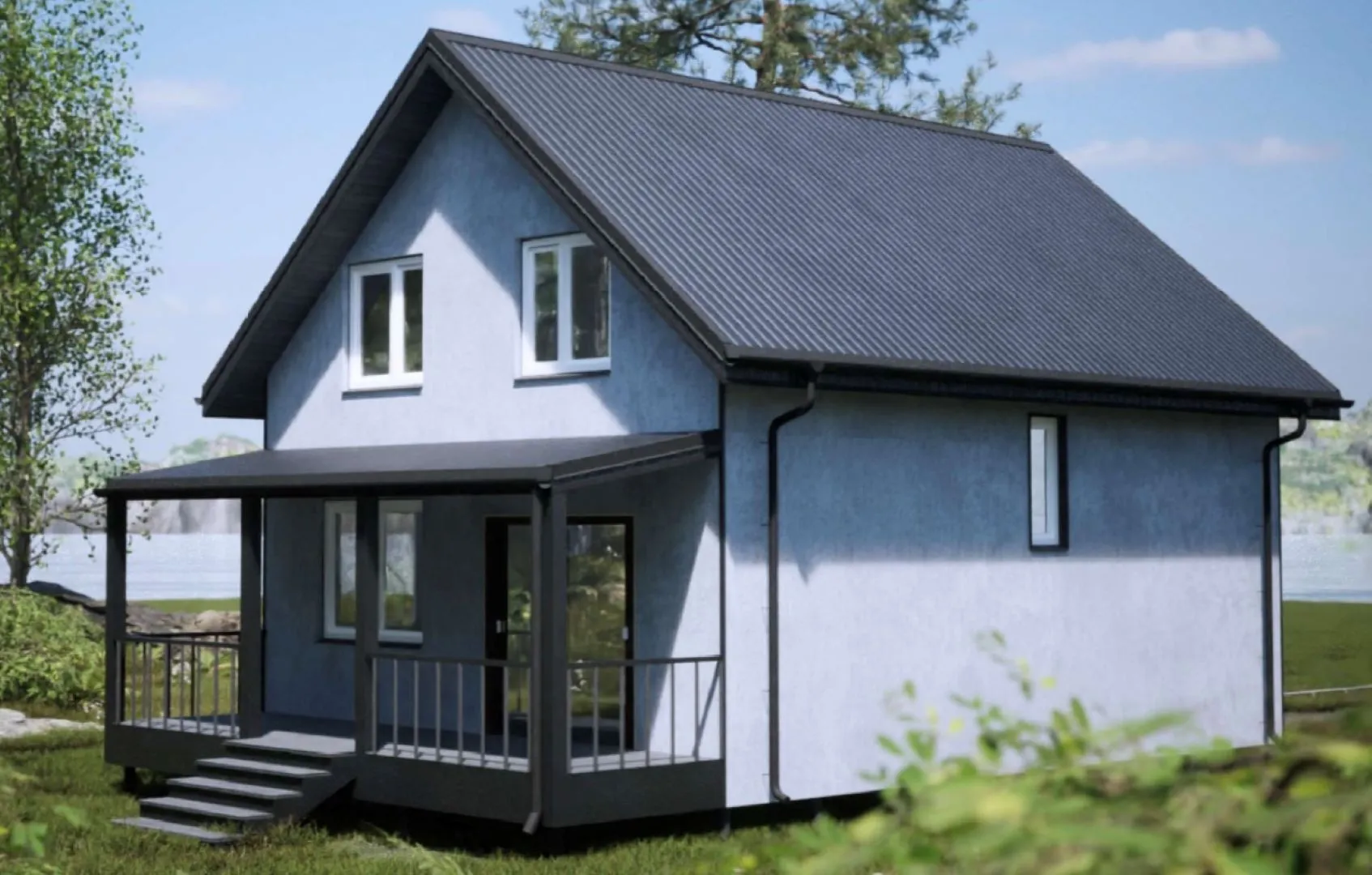 Двухэтажный каркасный дом 