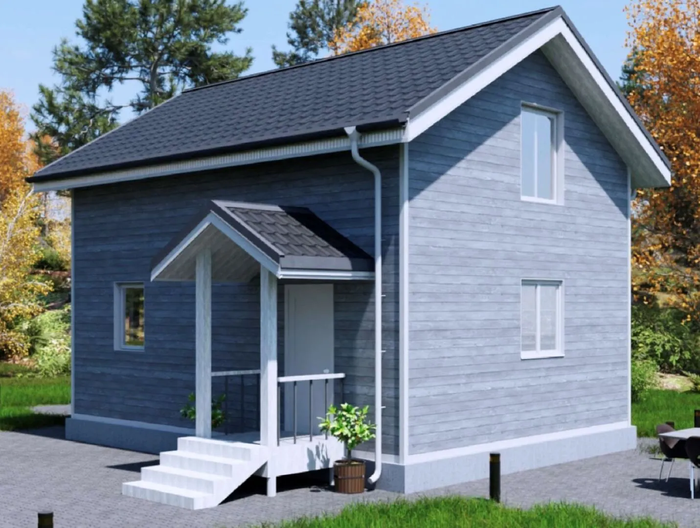 Двухэтажный каркасный дом 6*8 