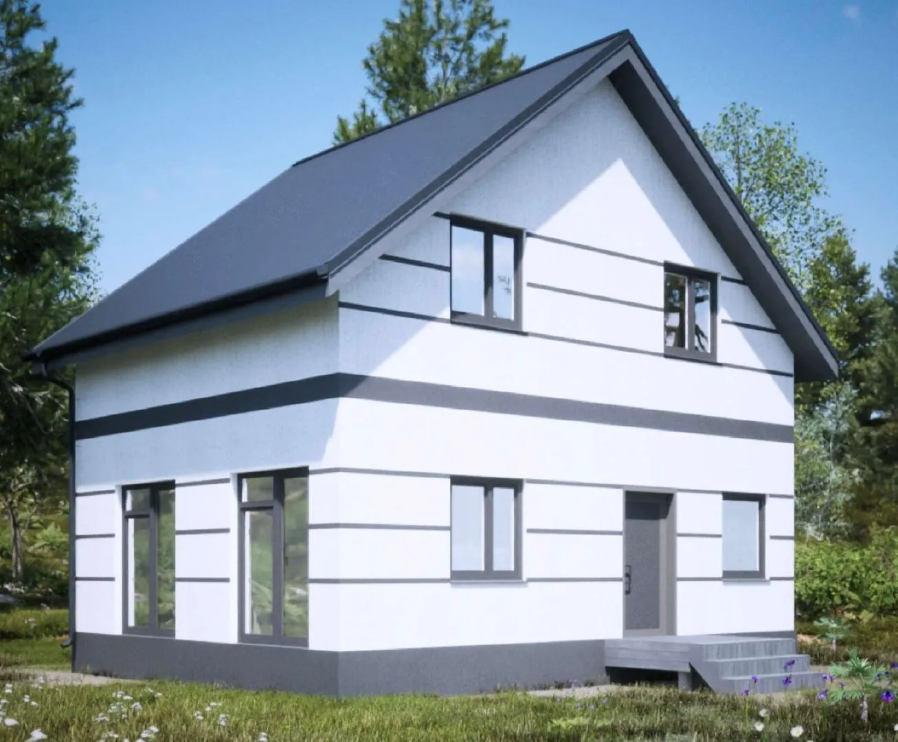 Двухэтажный дом из газобетона 7*9 