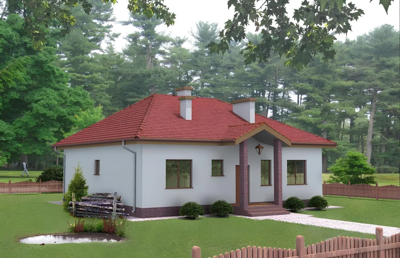 Одноэтажный дом с террасой и тремя спальнями