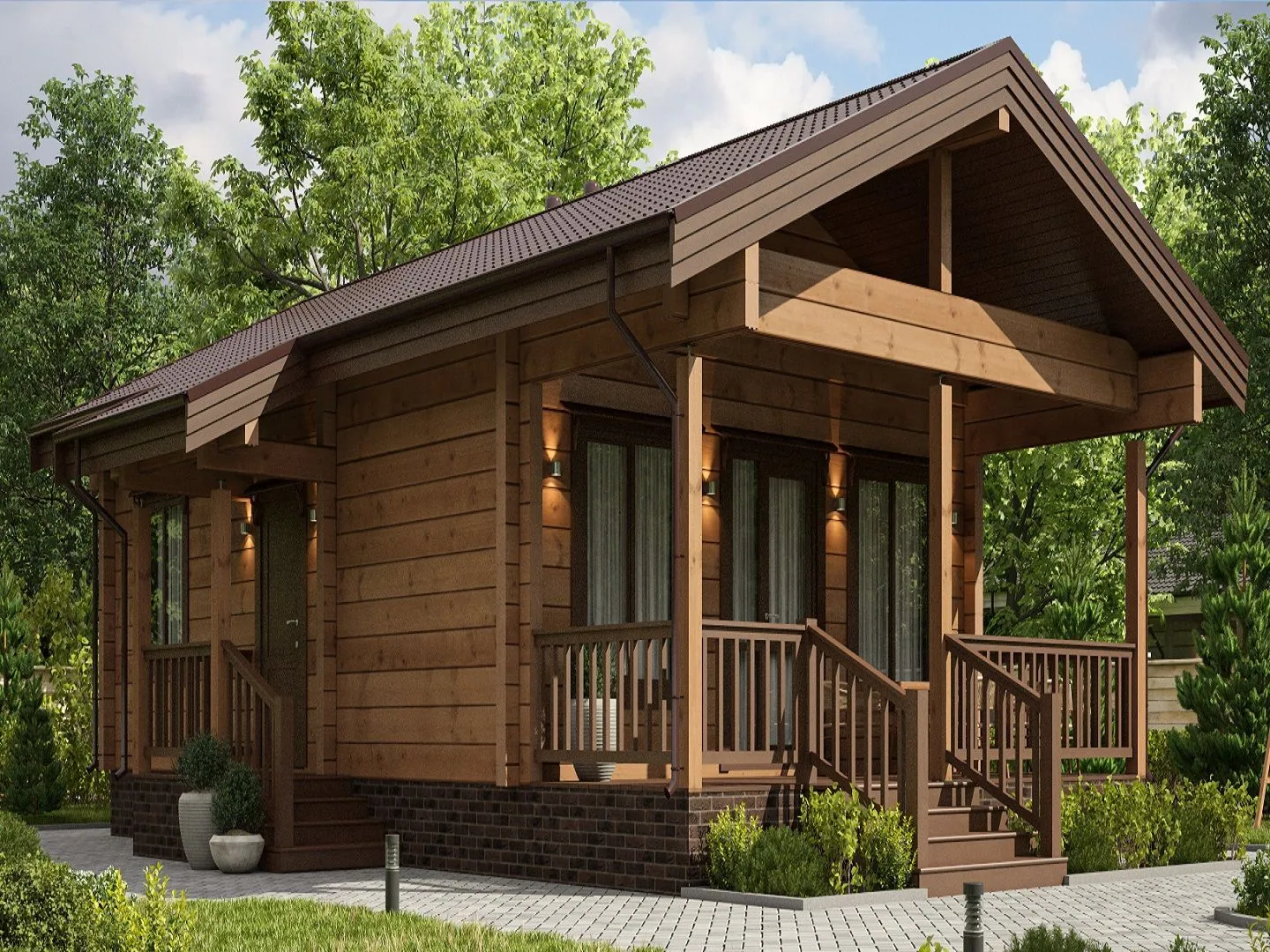 Дом из клееного бруса по проекту БД-80