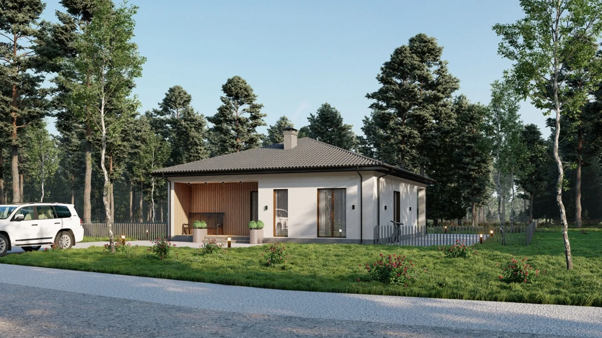 Одноэтажный жилой дом СВ-116 в декоративной штукатурке