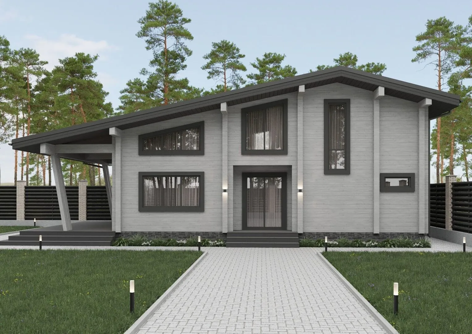 Двухэтажный загородный дом 