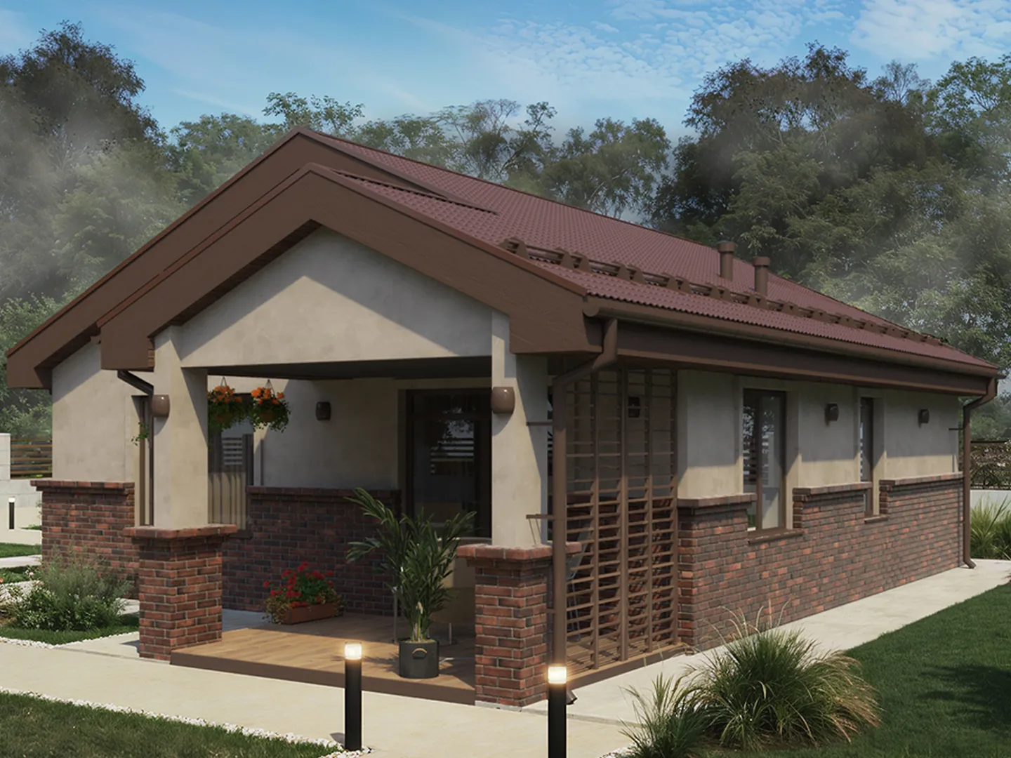 Дом Просто одноэтажный с террасой