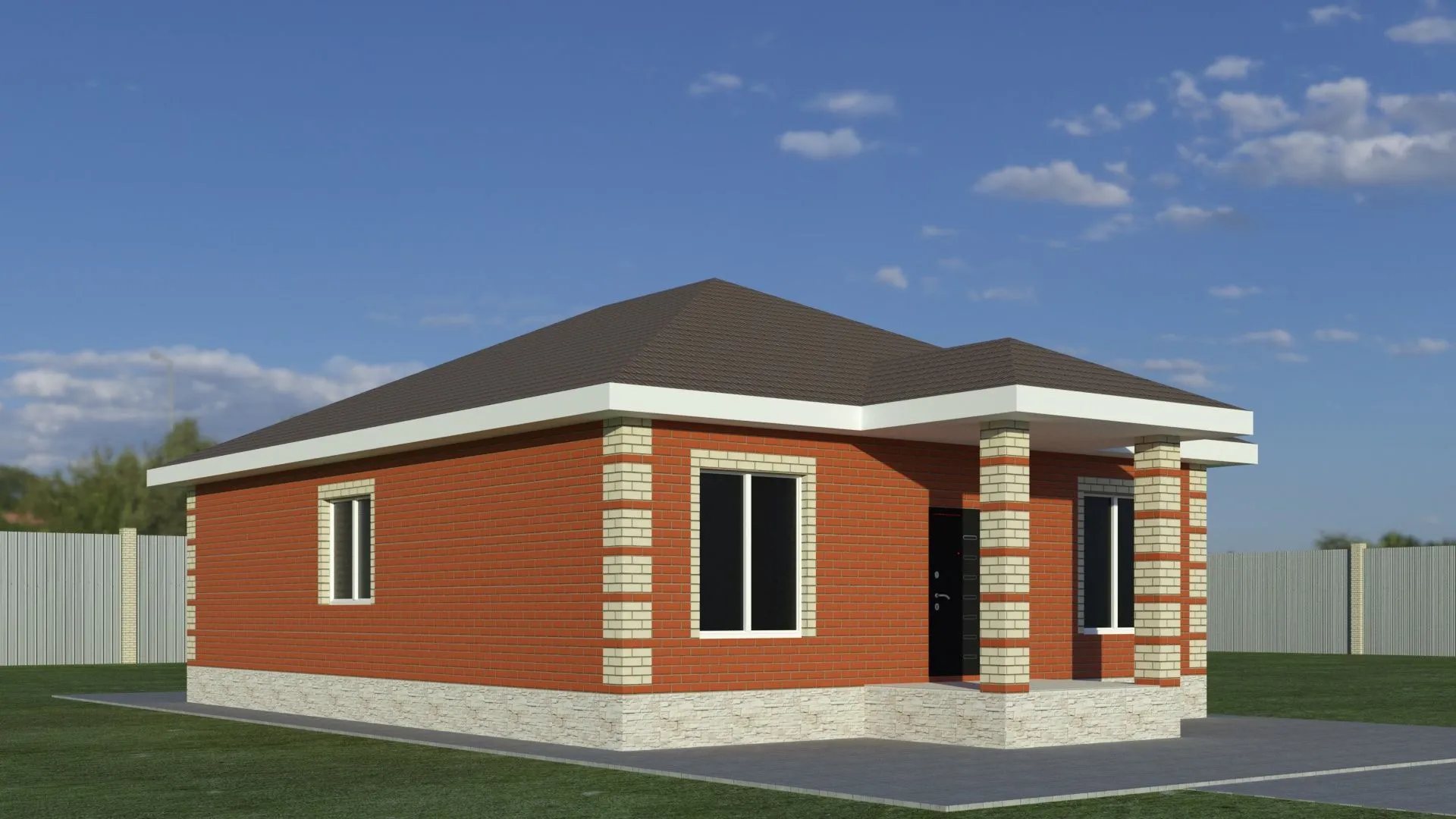 Одноэтажный дом с 3 спальнями, террасой и баней «Армас-2»