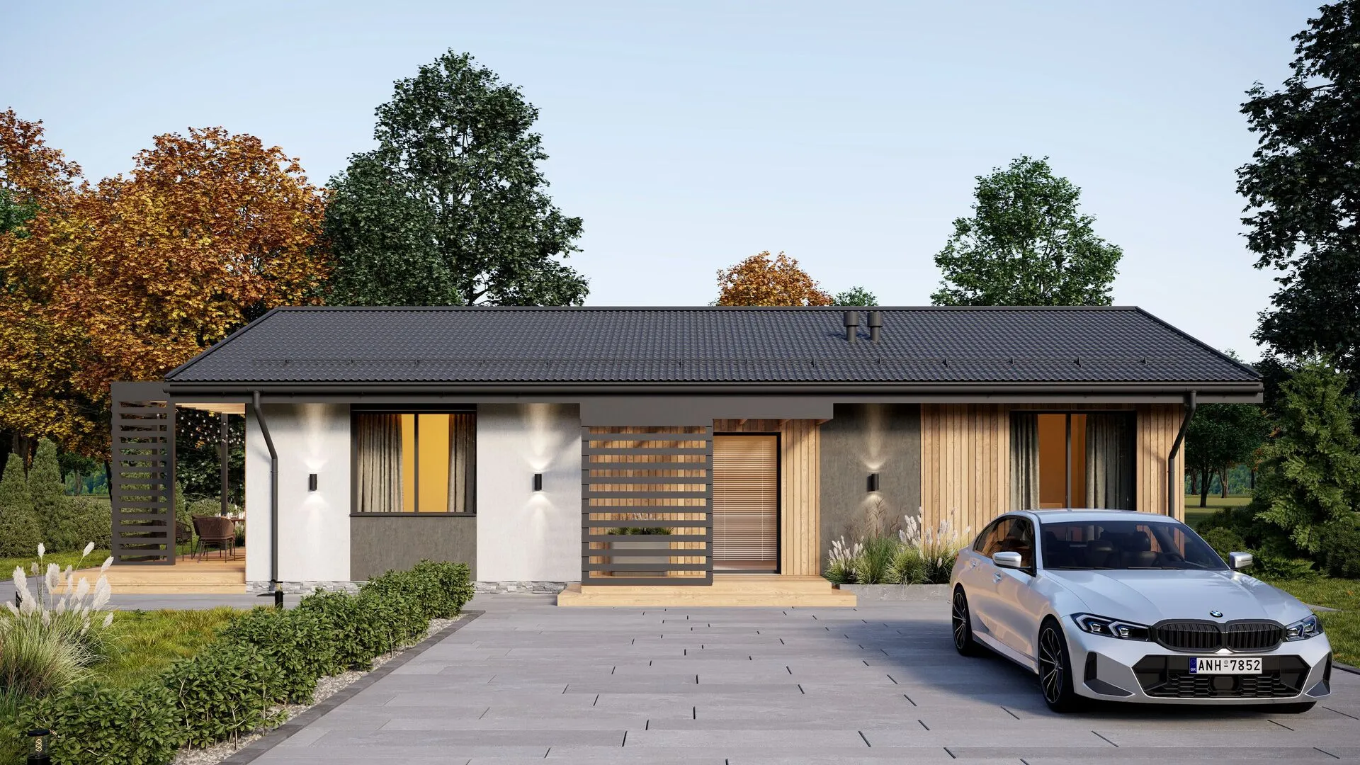 Одноэтажный дом Скандинавия 1-90