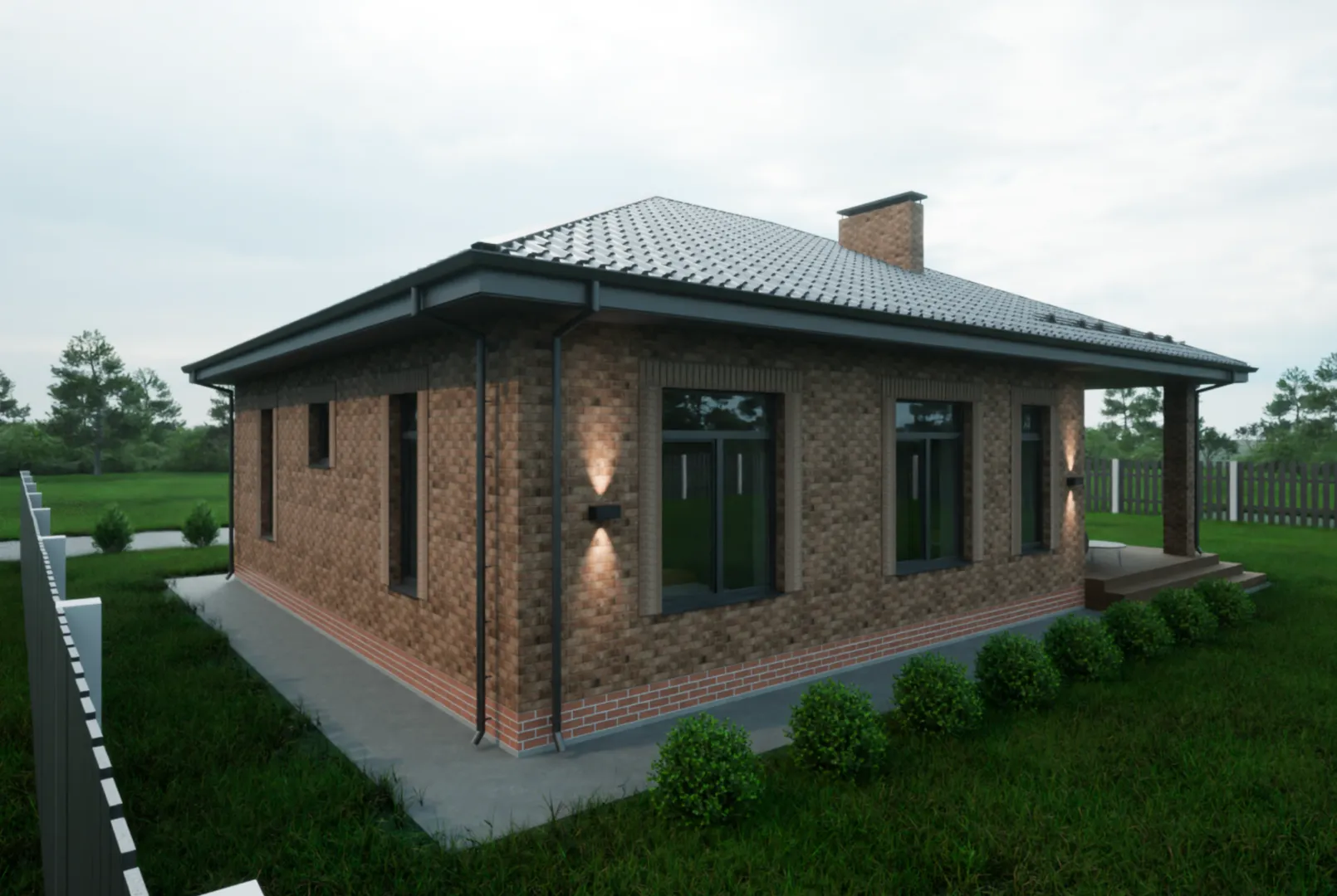 Одноэтажный дом с тремя спальнями