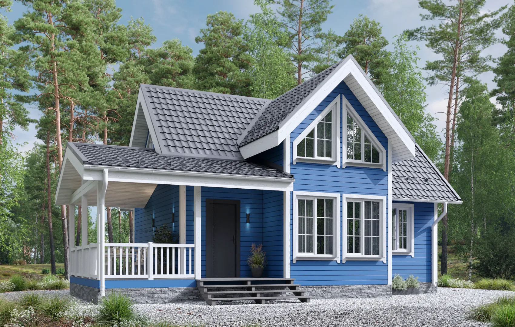 Каркасный дом 9х7.5. Проект «ДК-17»