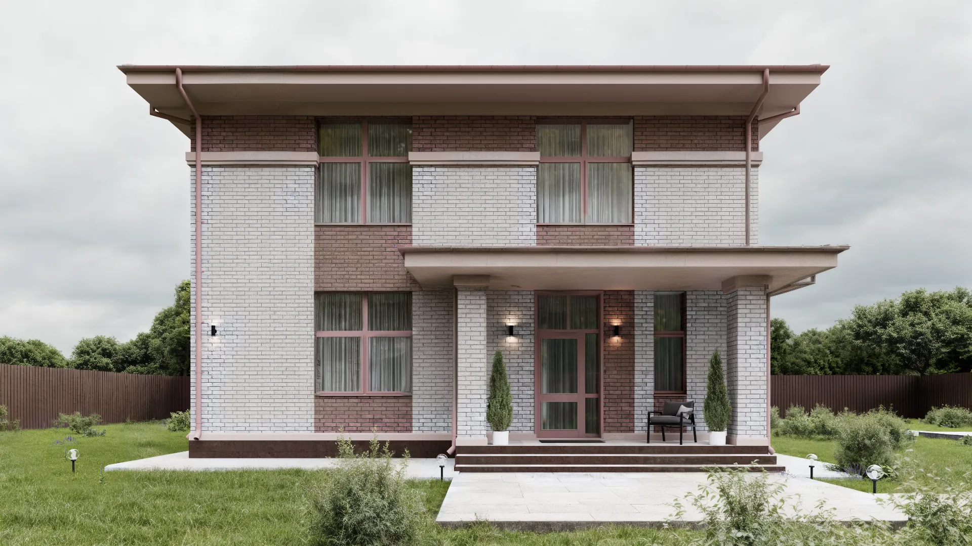 Двухэтажный загородный дом 