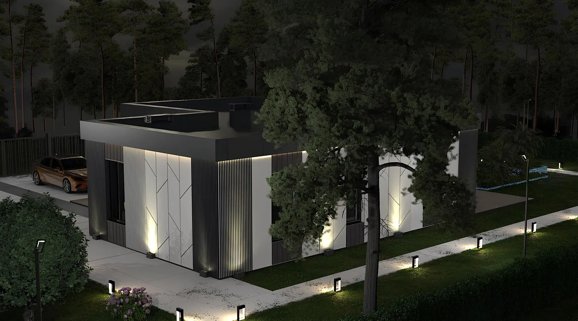 Дом 1 этажный ХайТек 180