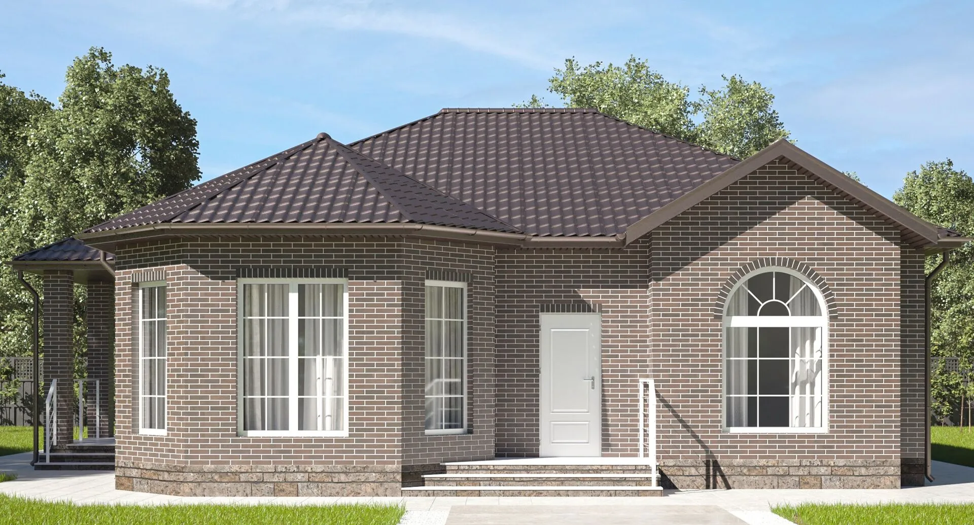 Одноэтажный дом с крыльцом и терассой БРАИТ-5Г