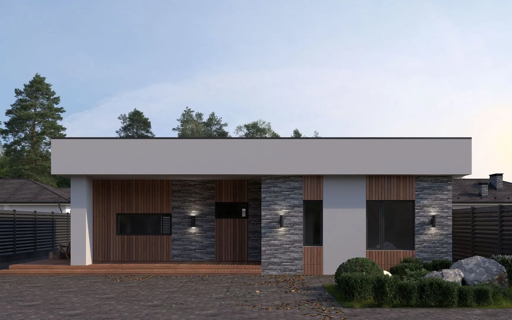 Одноэтажный дом Hi-Tech-124