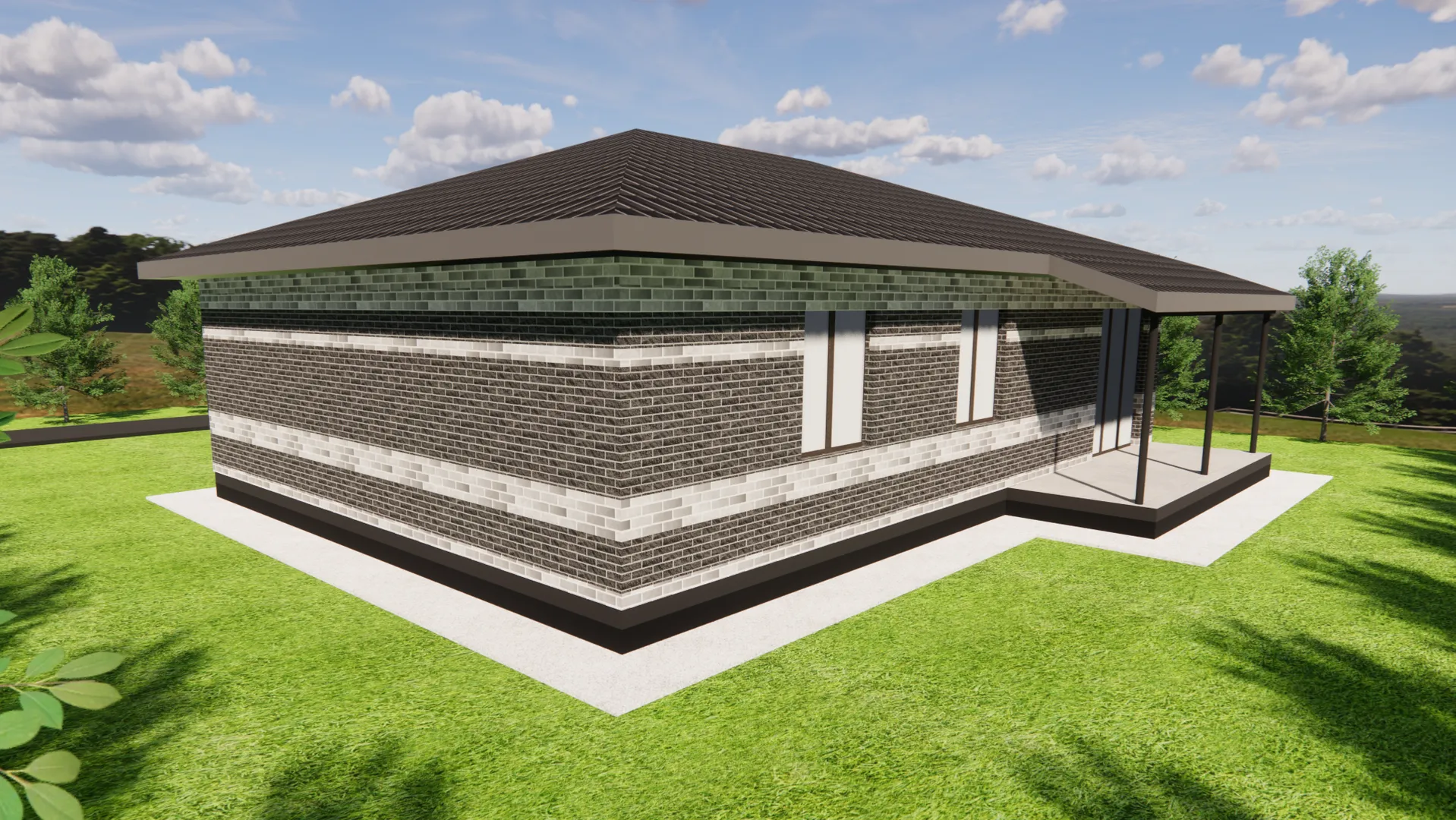 Одноэтажный дом со смартспальней, двух детских, террасой и котельной