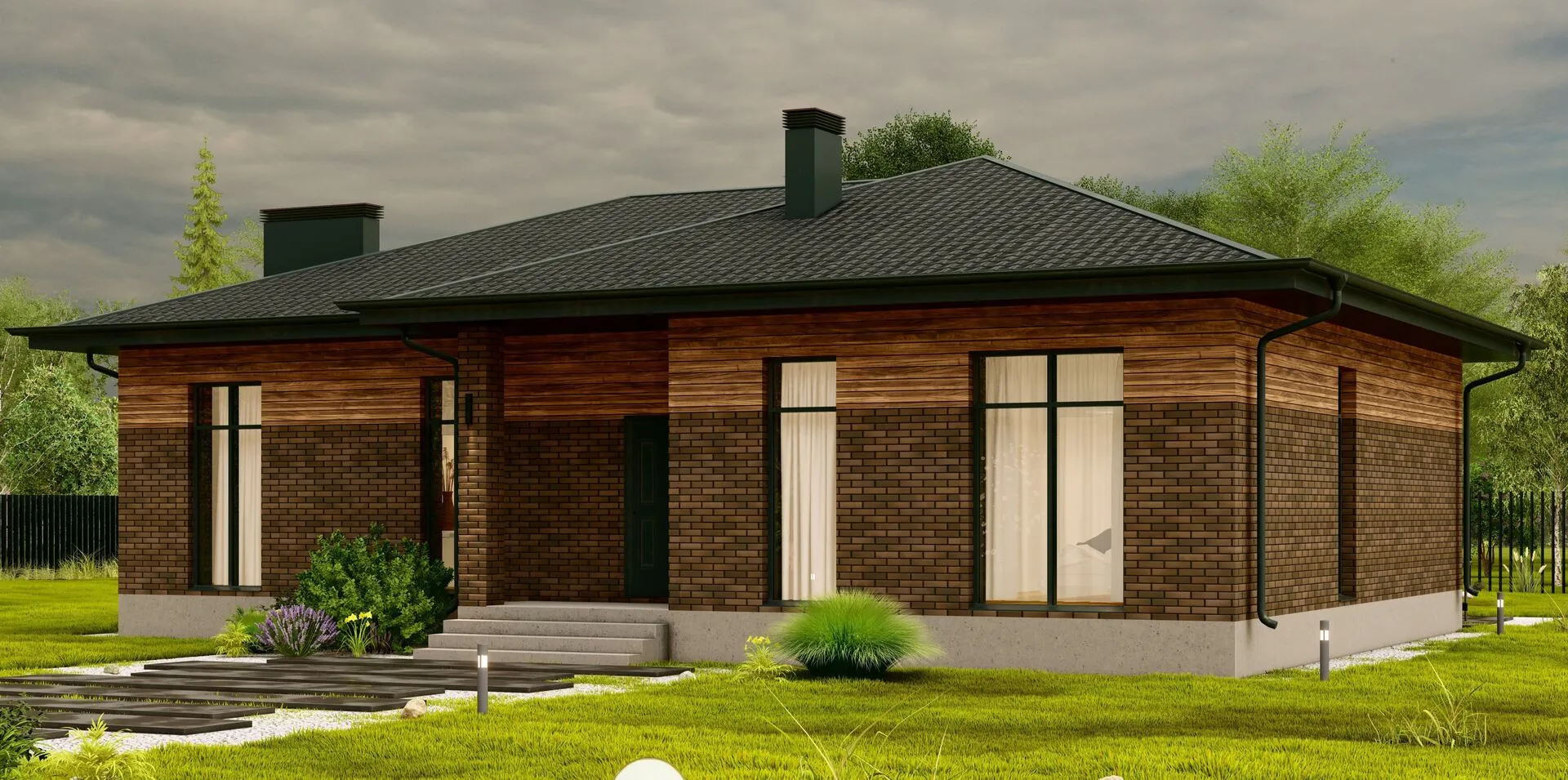 Одноэтажный дом c террасой LV-146