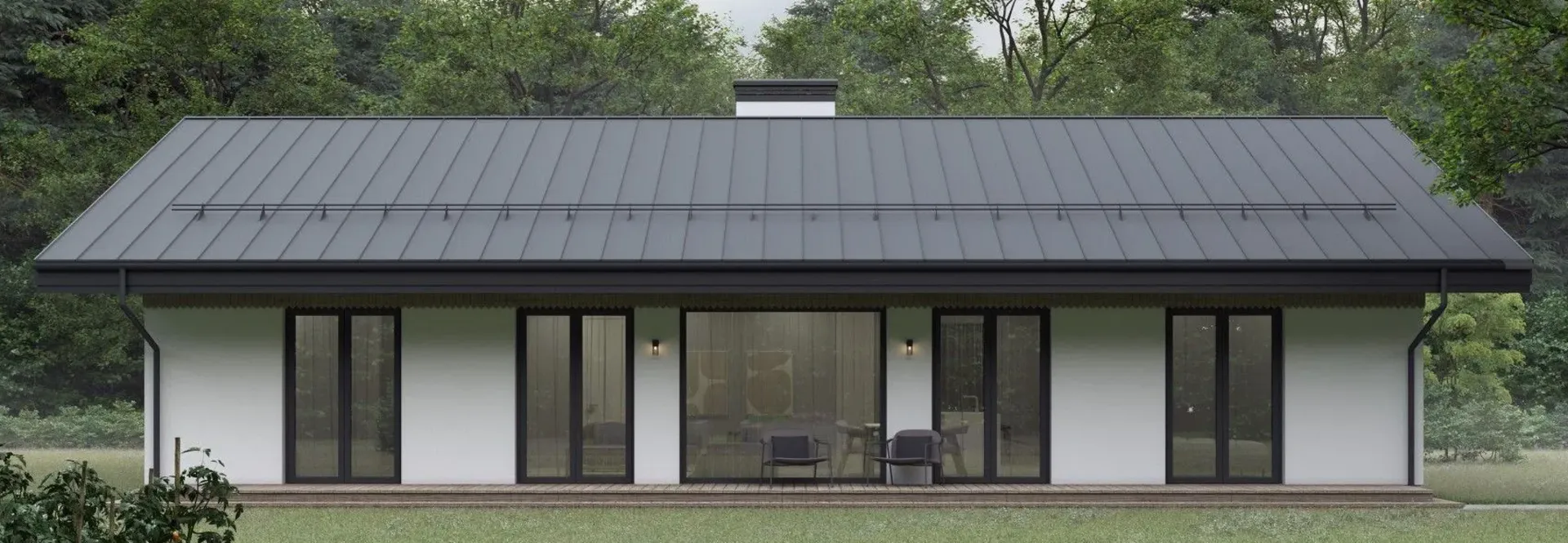 Дом из ж/б панелей с сауной и комбинированным фасадом SP-143-1