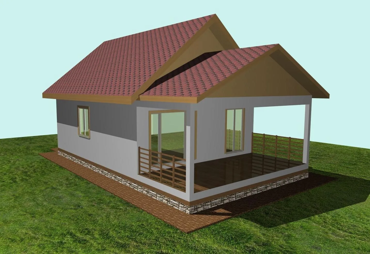 Одноэтажный дом с террасой 