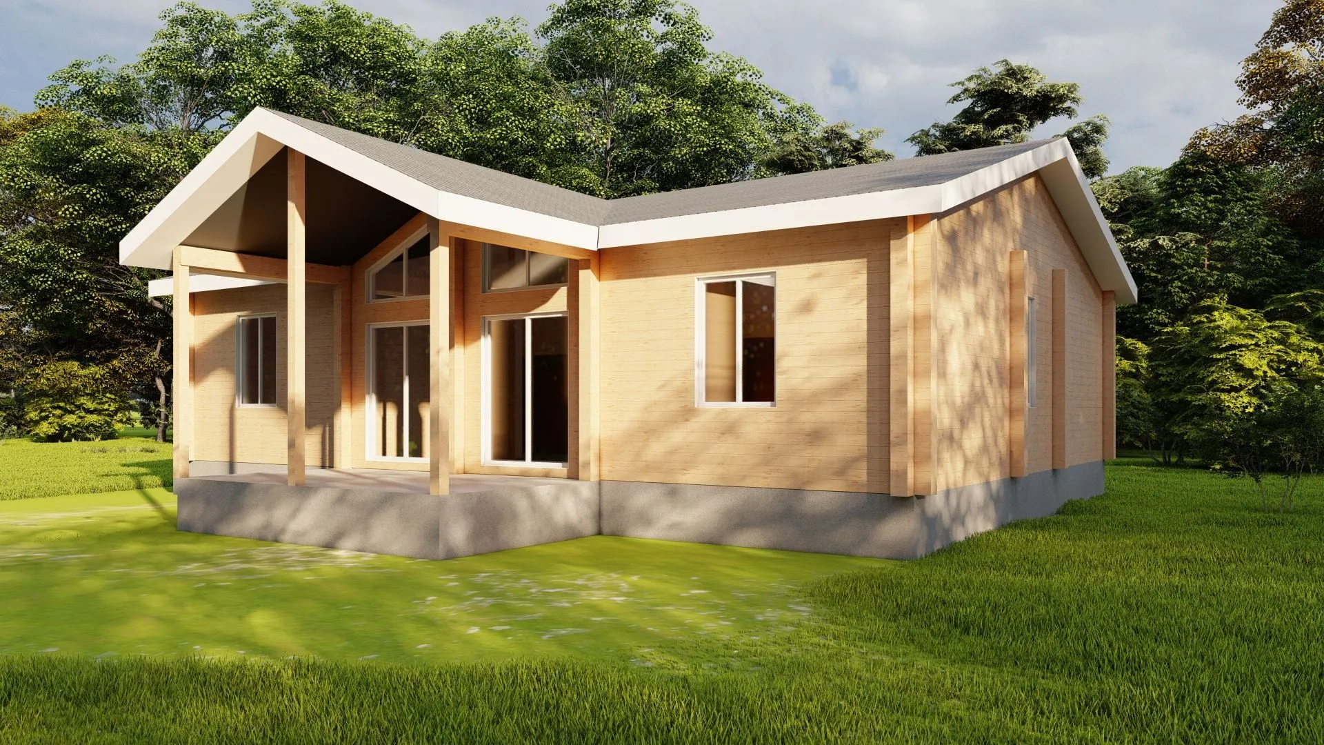 Дом из профилированного бруса с запилом в чашу