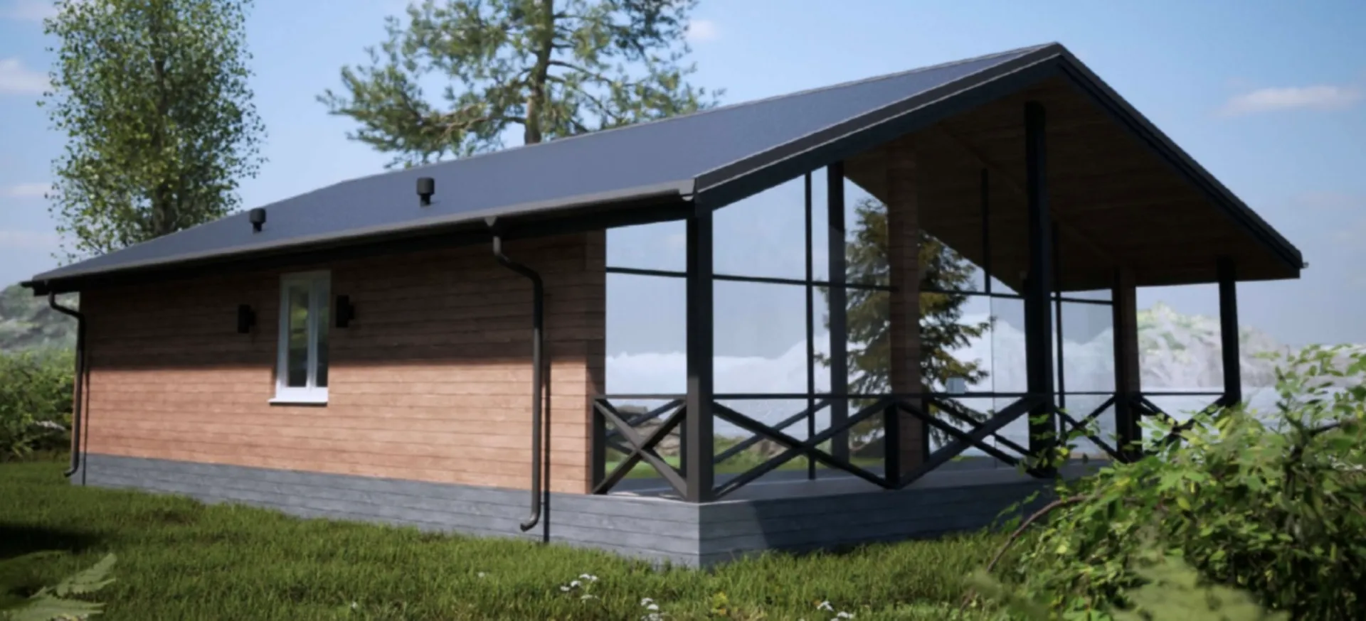 Одноэтажный каркасный дом 