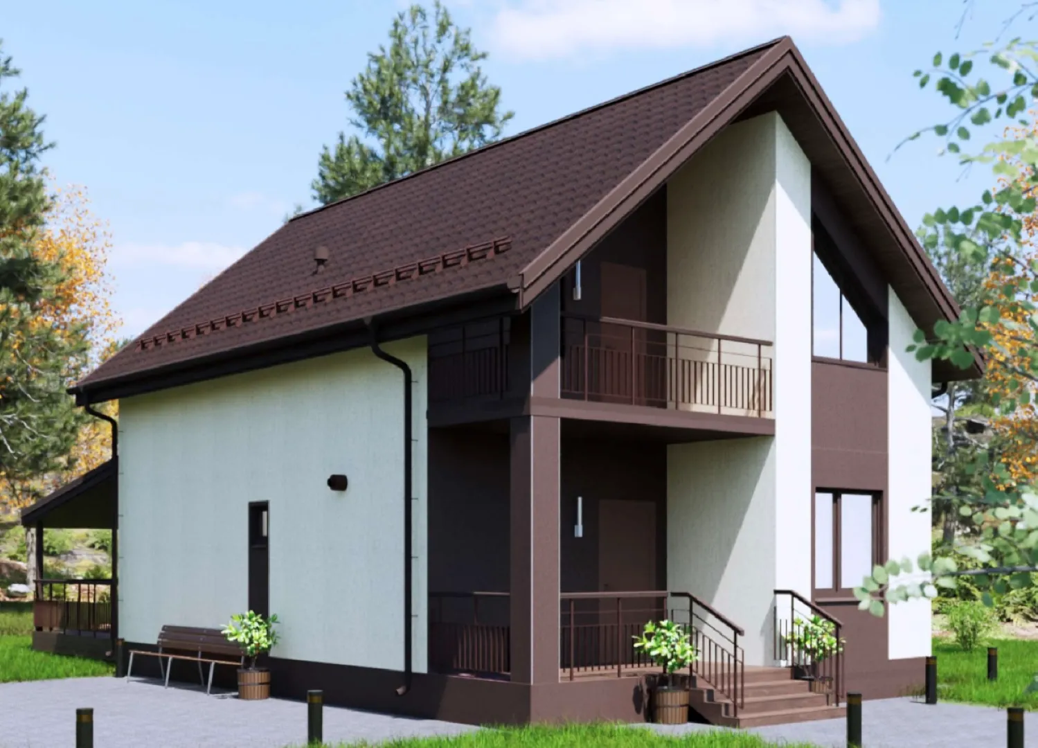 Двухэтажный дом из газоблока 