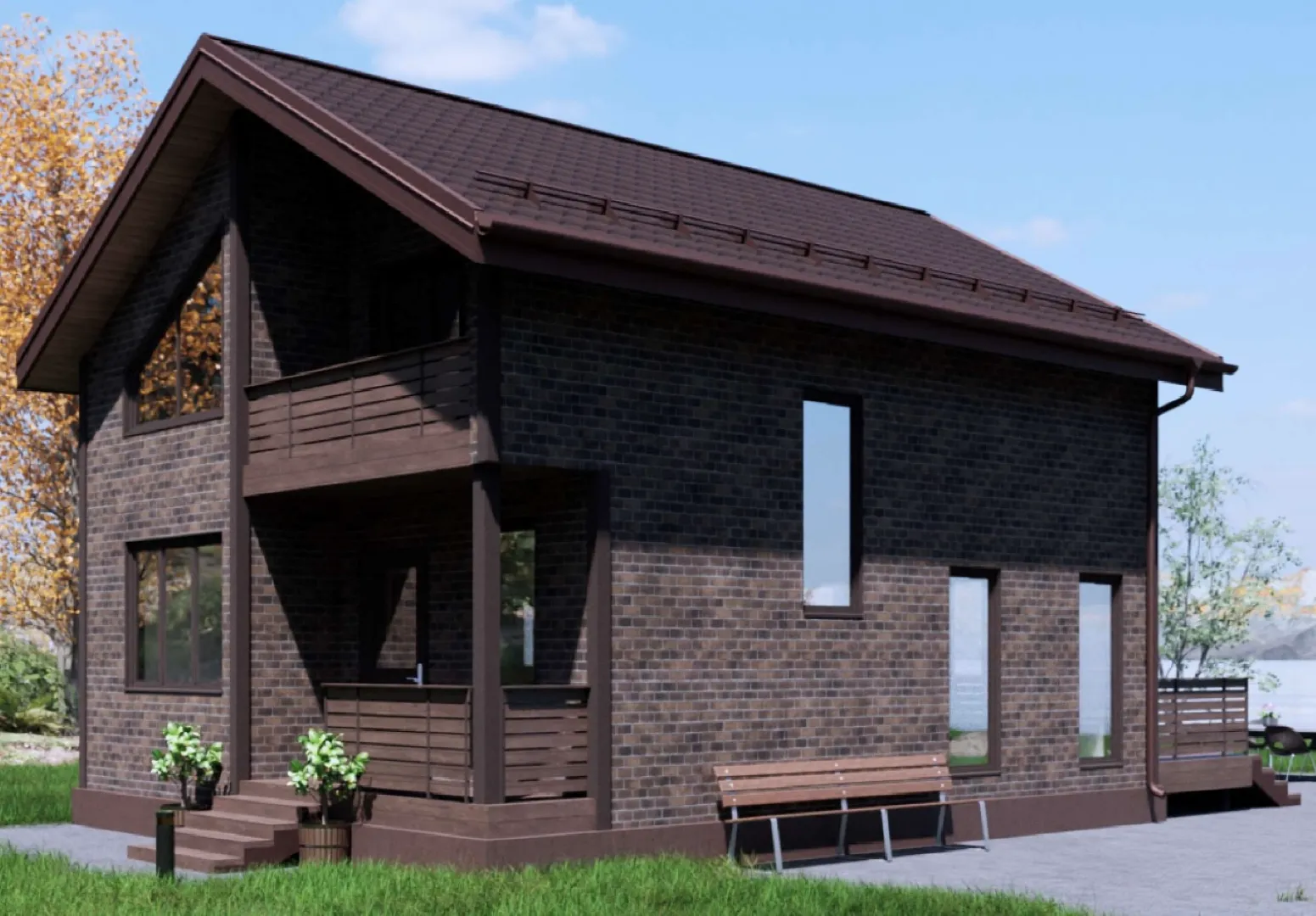 Двухэтажный каркасный дом 7*9 