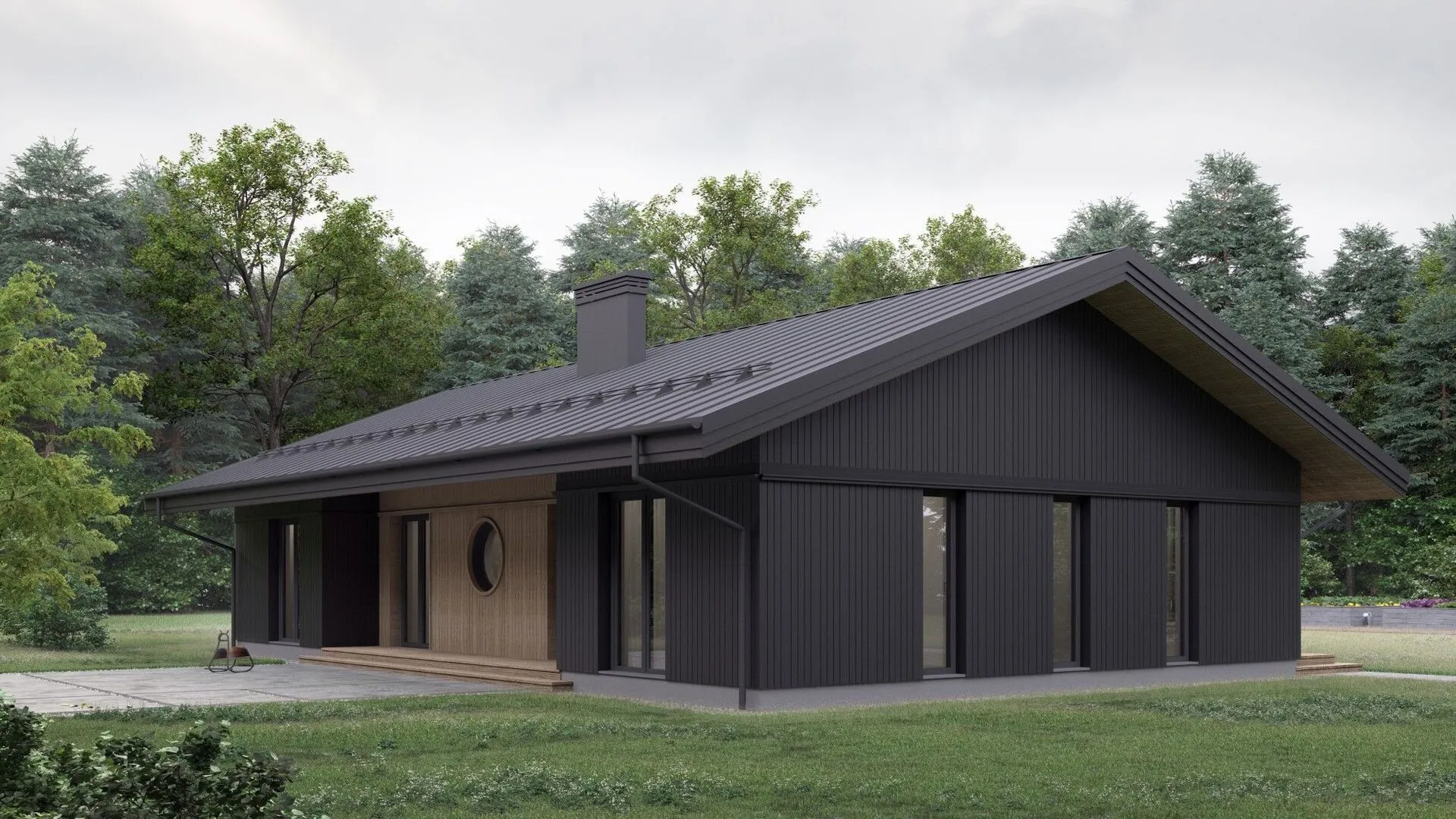 Дом из ж/б панелей с фасадом из кликфальца SP-143-2