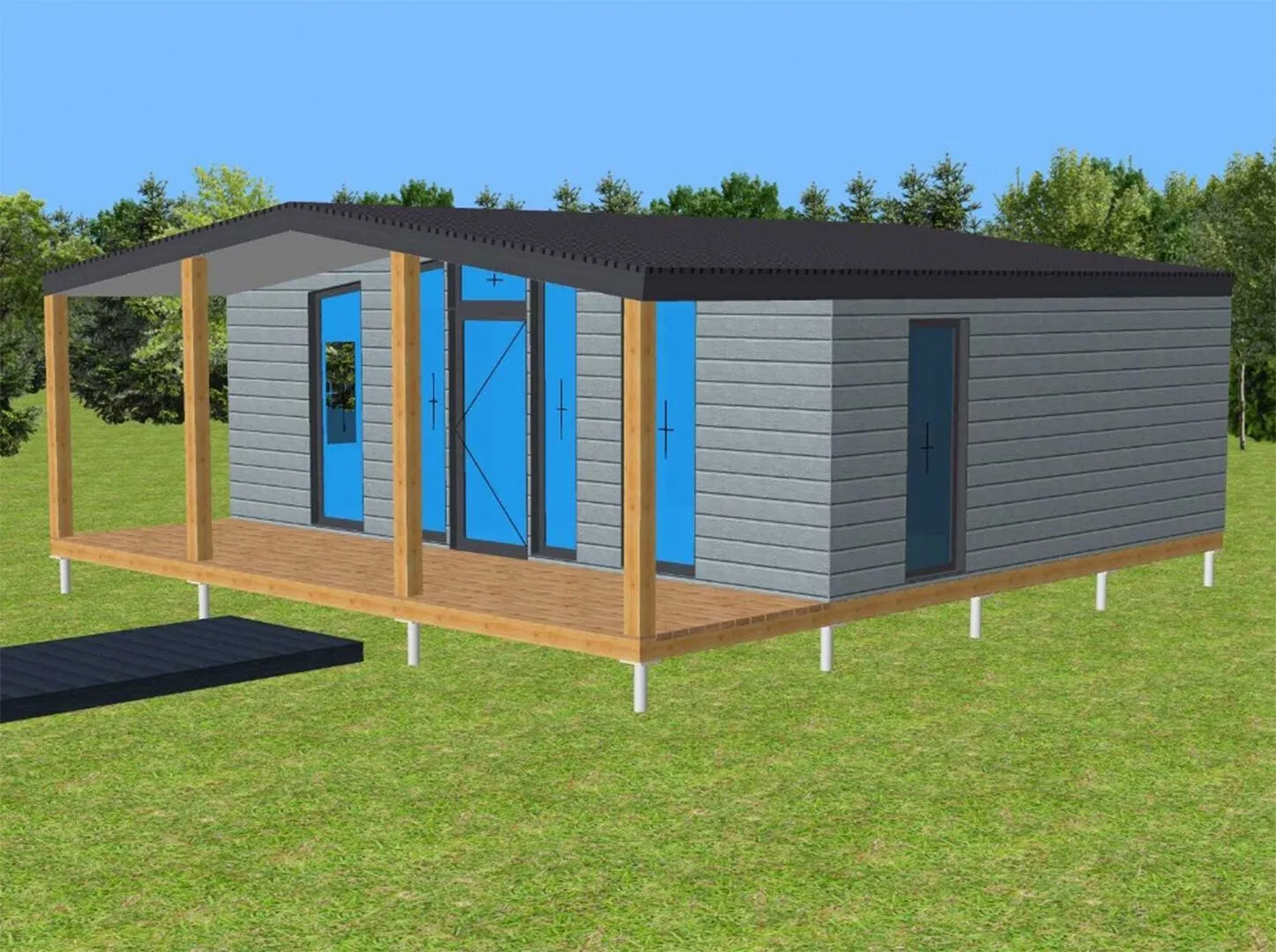 Дом с террасой и панорамными окнами