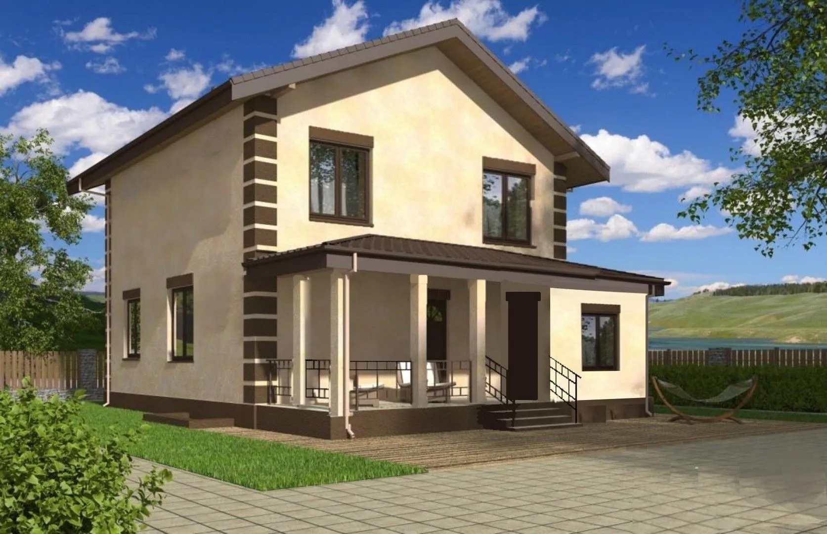 Двухэтажный дом с большой террасой CD11