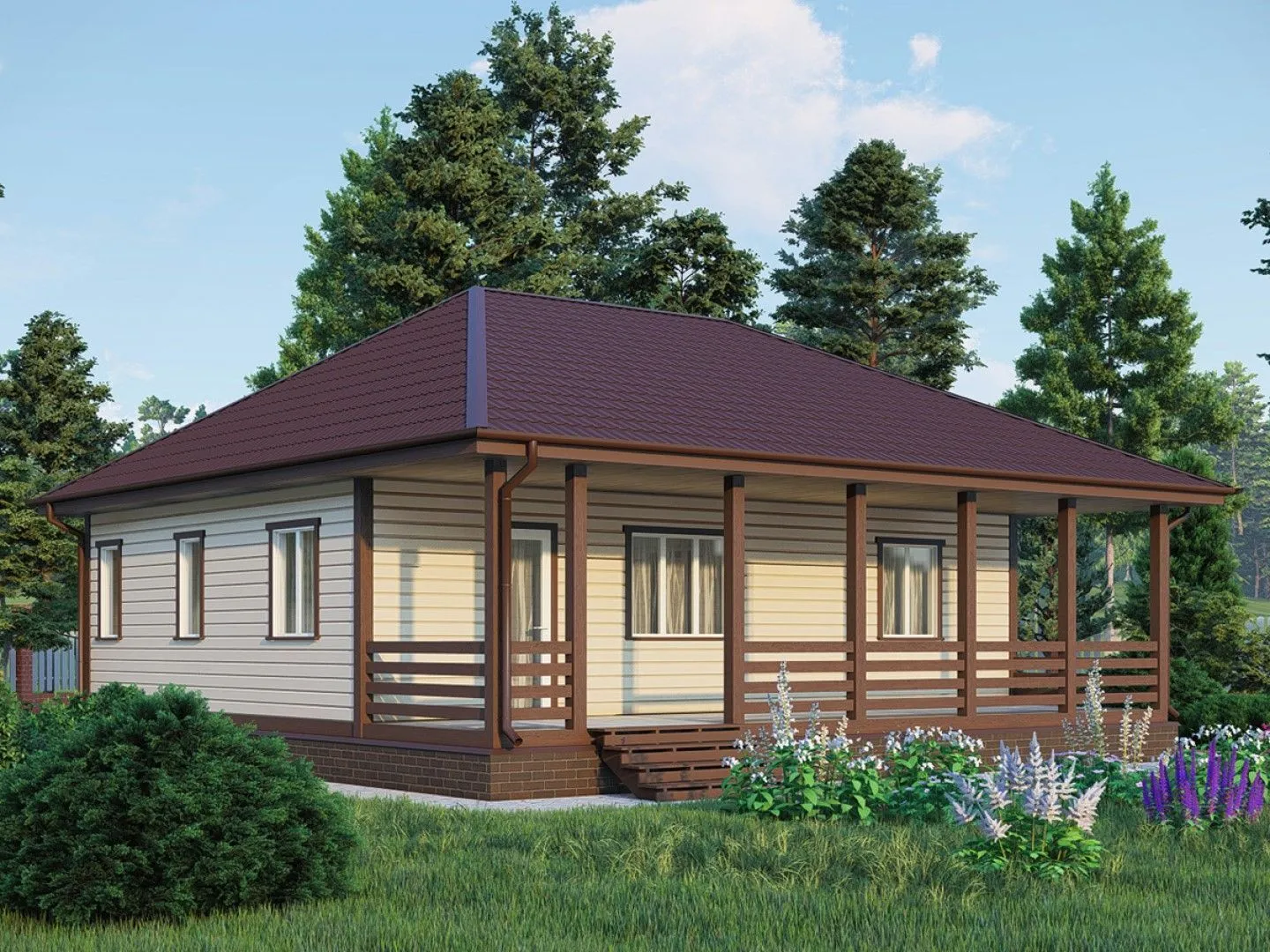 Каркасный одноэтажный дом 