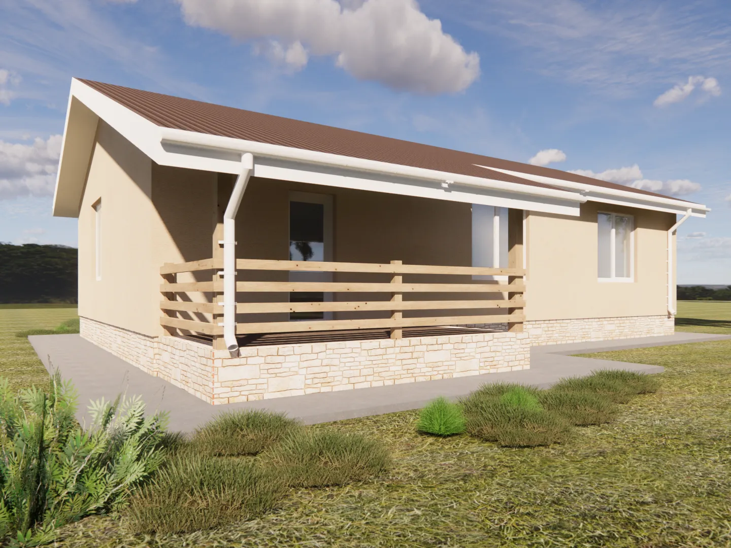 Одноэтажный каменный дом КД-22