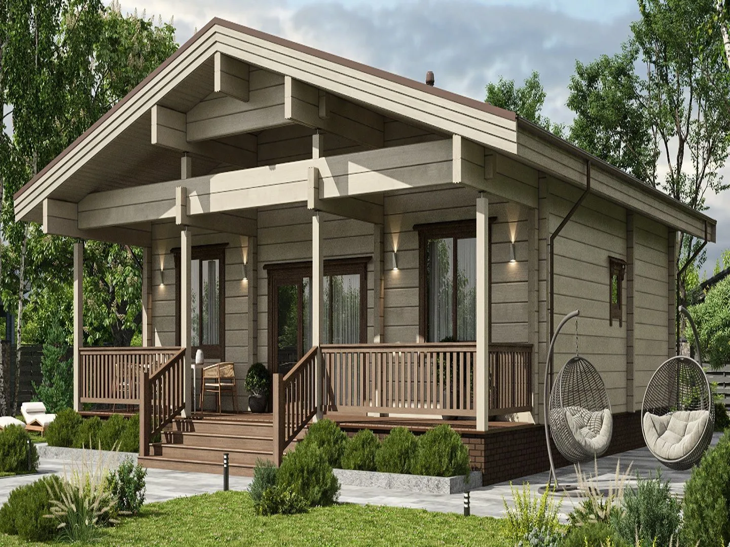 Дом из клееного бруса по проекту БД136