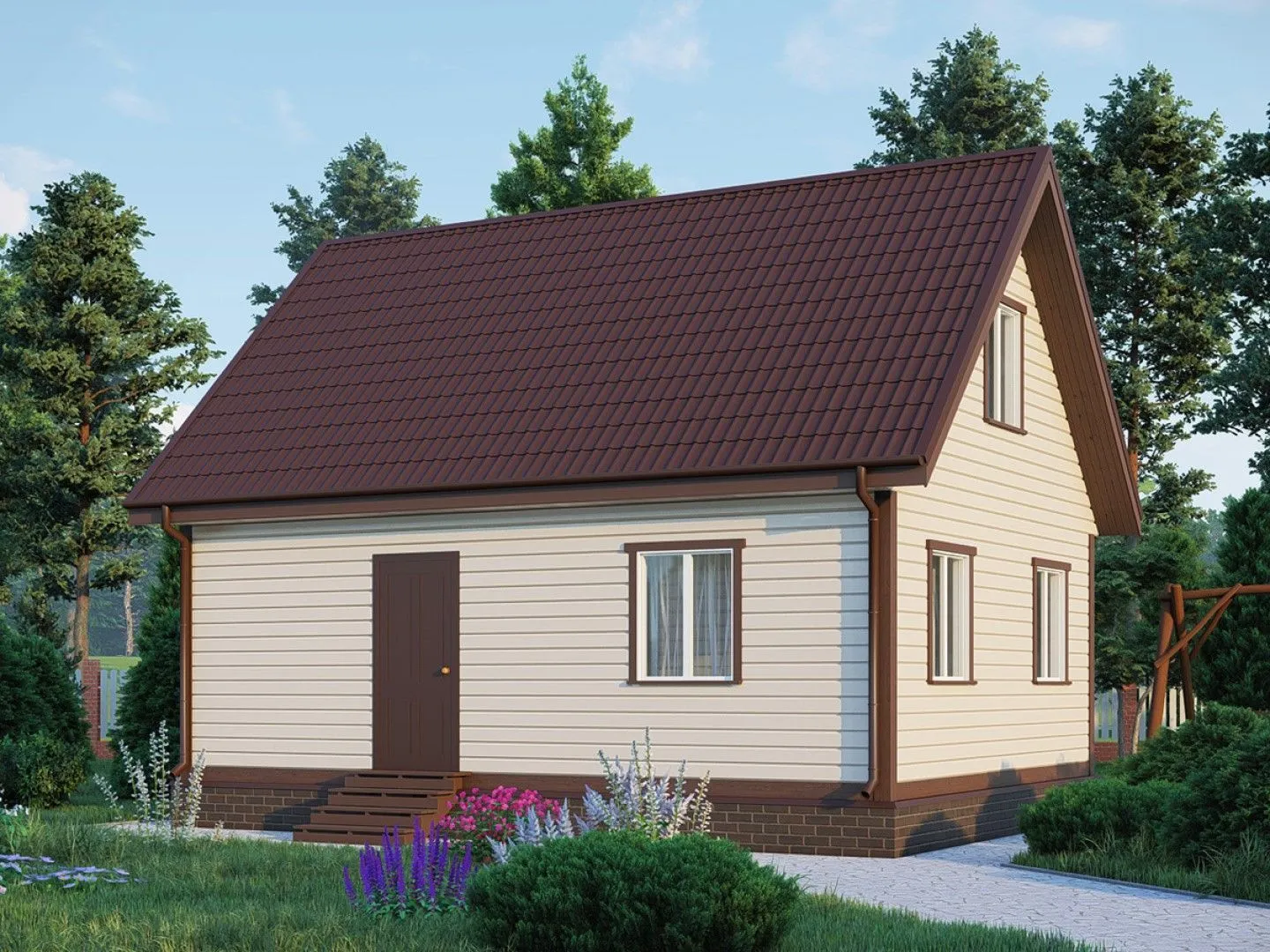 Каркасный, двухэтажный дом с мансардой 