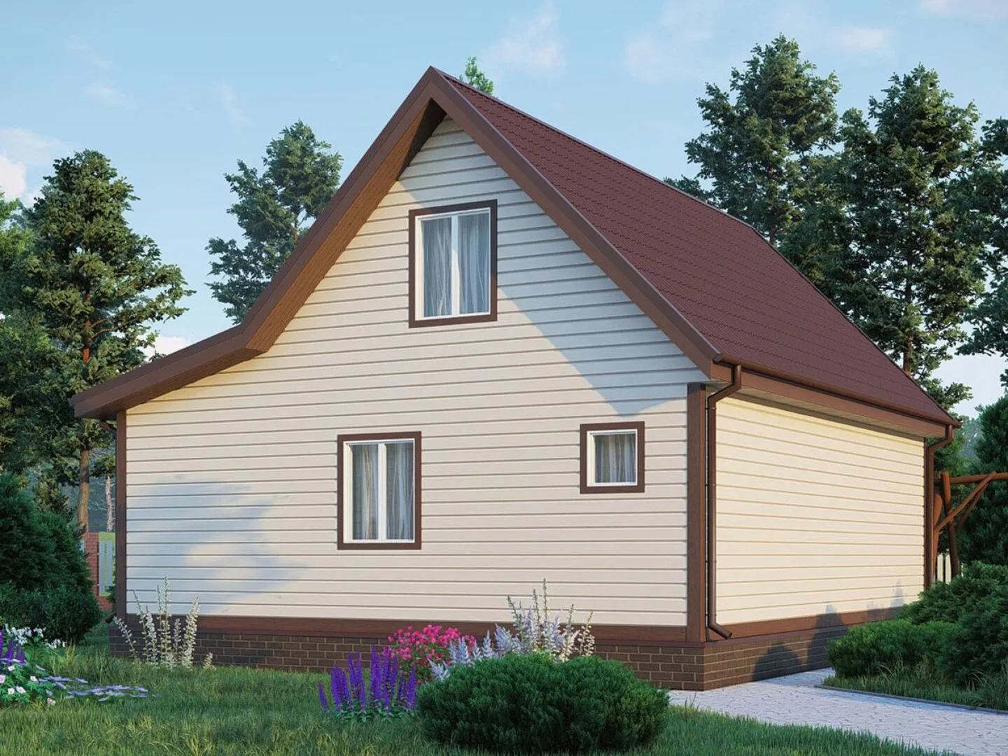 Двухэтажный дом с мансардой P-1