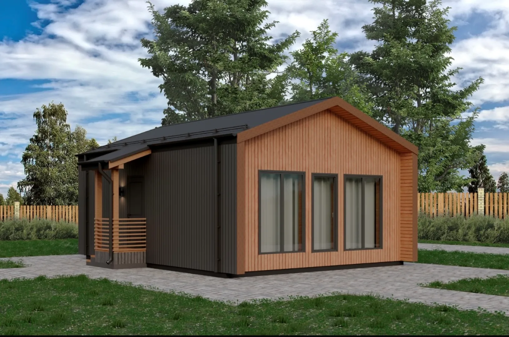 Одноэтажный каркасный дом 6,5*8 