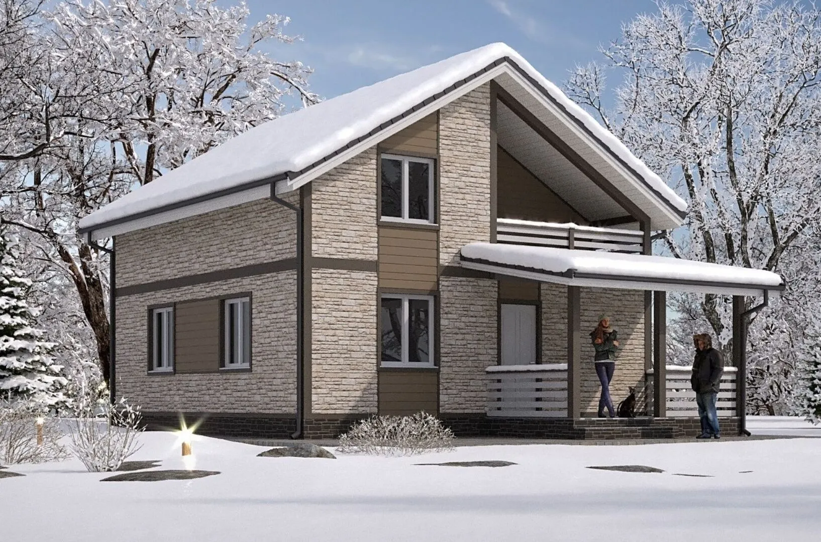 Проект одноэтажного дома с мансардным этажом «Сибирячка»