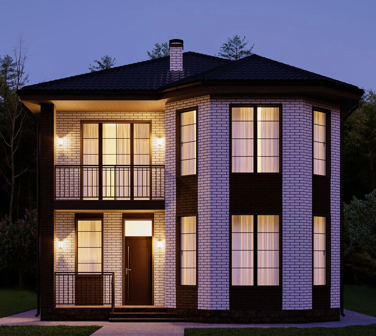 Двухэтажный дом с балконом БРАИТ-61Г