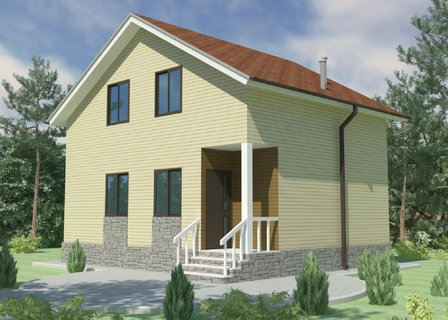 Проект дома из СИП панелей с мансардой 