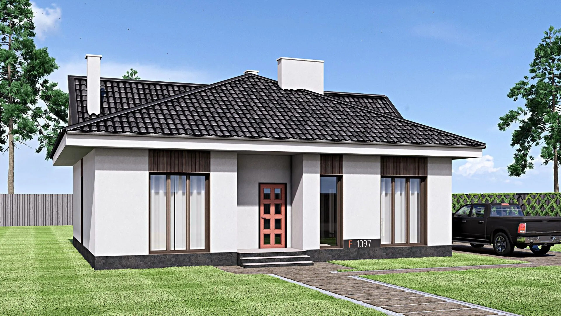 Одноэтажный дом FIXPLANS - 1097