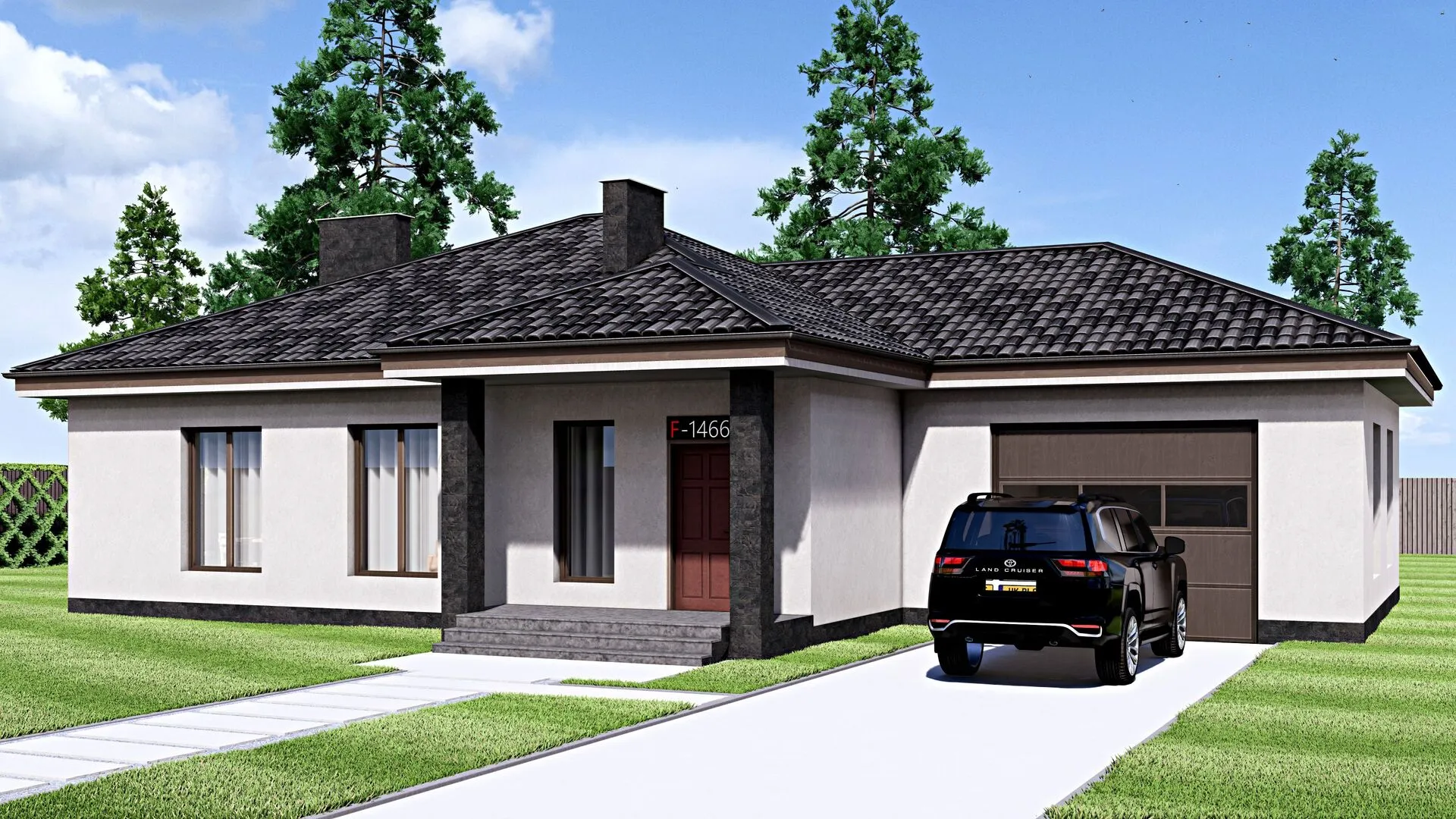 Одноэтажный дом FIXPLANS - 1466