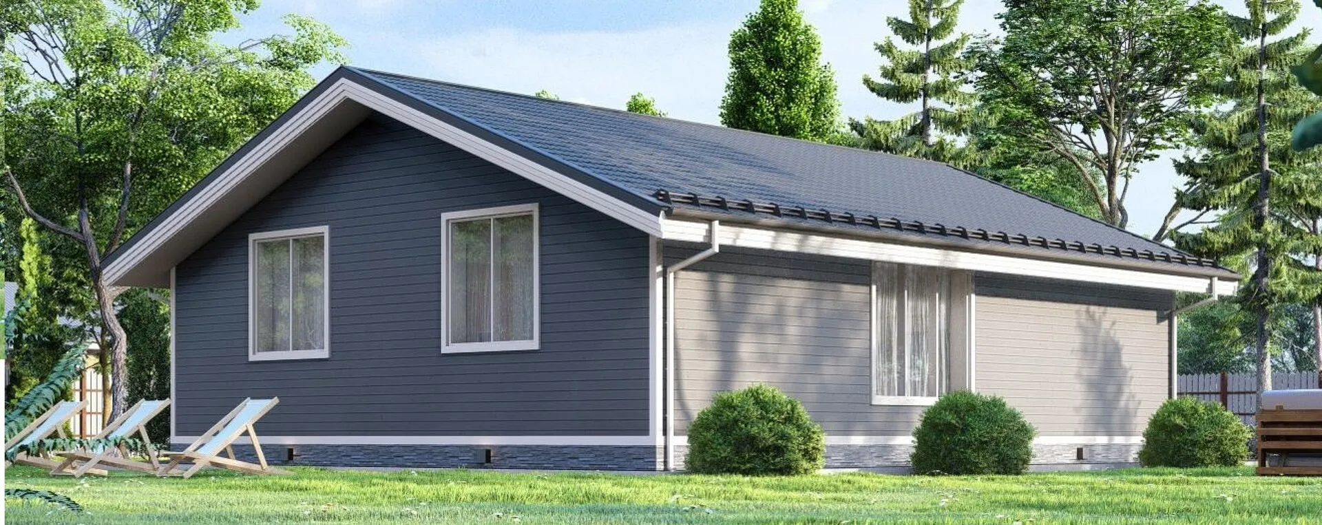 Одноэтажный дом в классическом стиле К-87