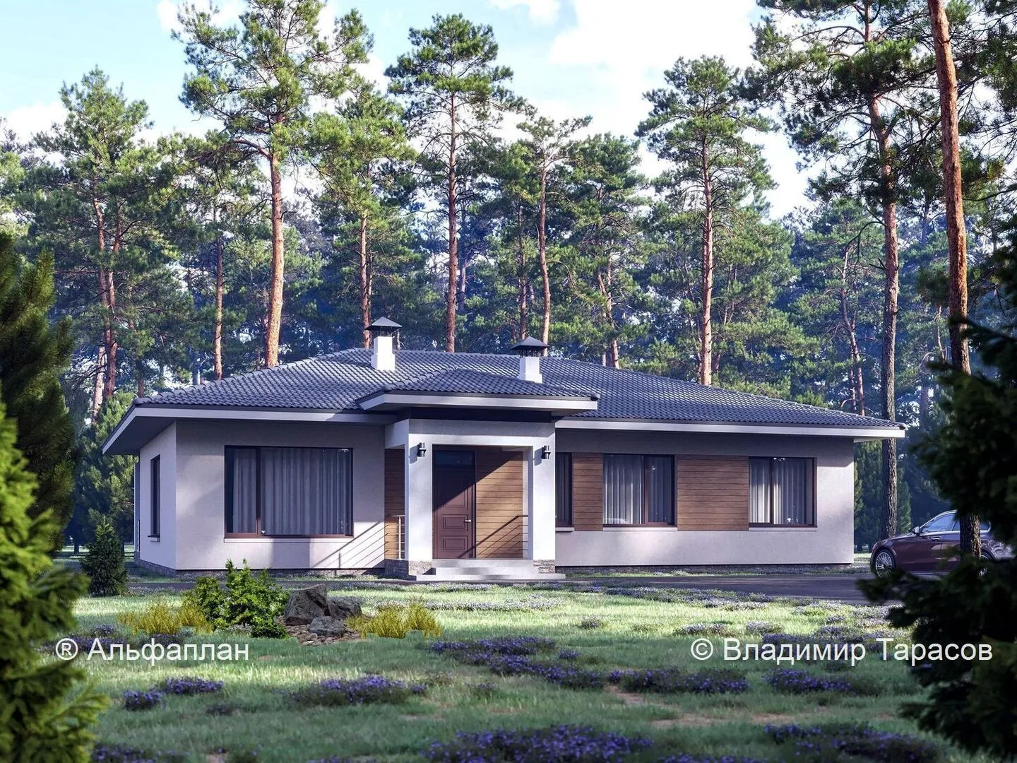 960А «Serenity» - проект одноэтажного дома, мастре спальня, 4 спальни